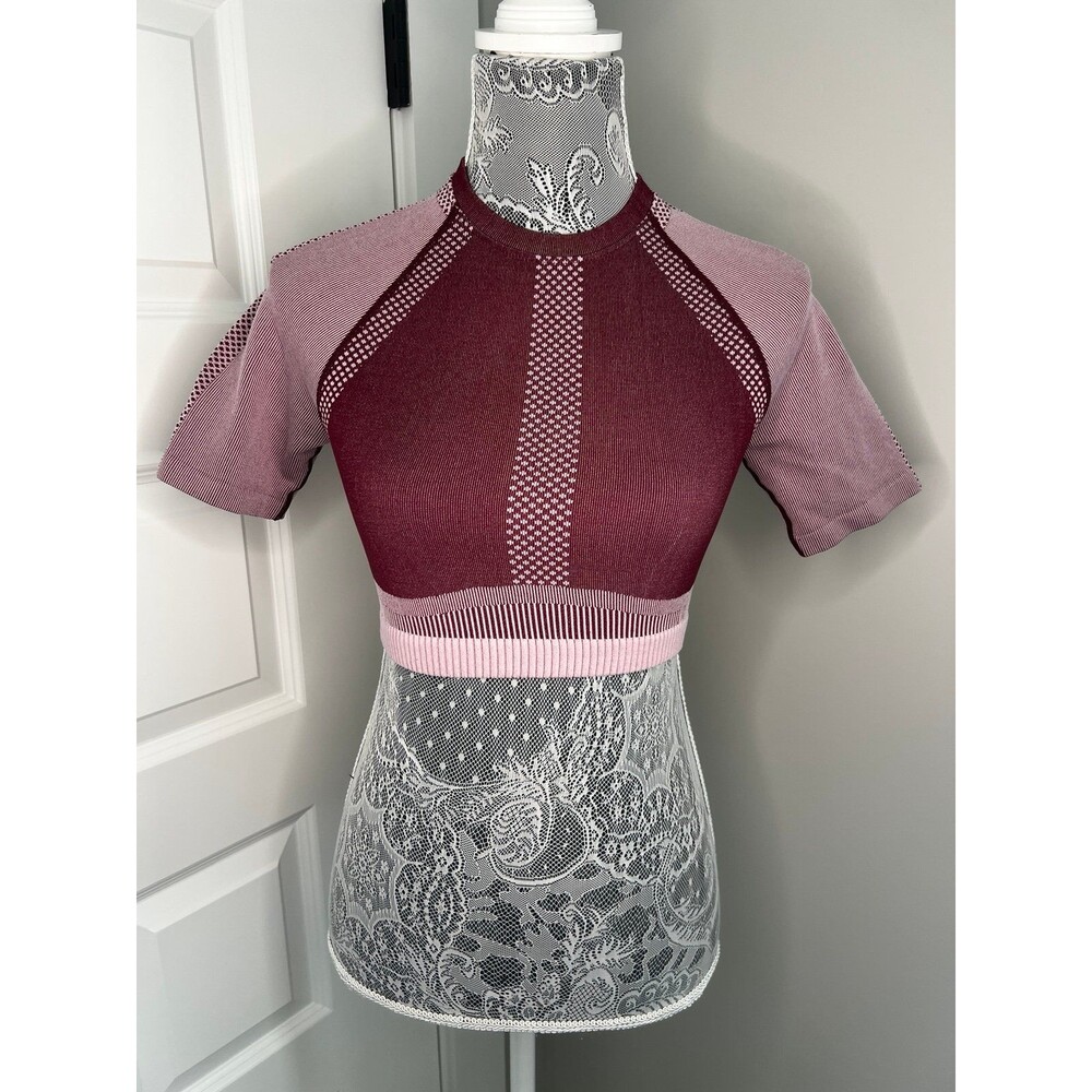 Fabletics Seamless Athletic Crop Top Size Small Womens Pink and Maroon